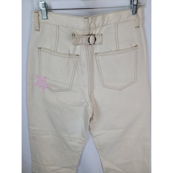 We The Free Straight Leg Jeans with Cream and Pink Accents - Picture 6 of 10